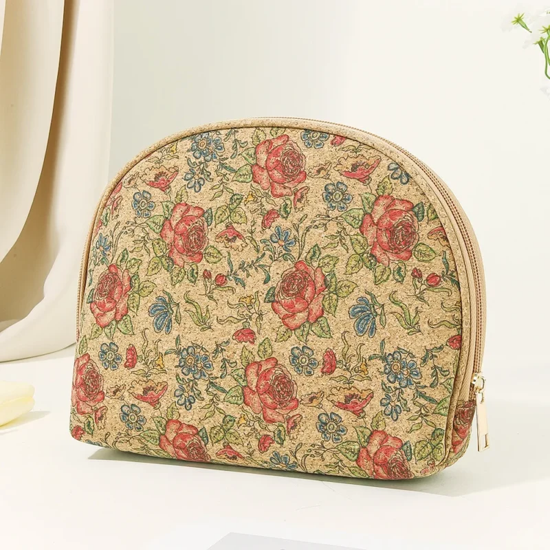 Eco-Friendly Cork Makeup Bag – Lightweight Semi-Circular Pouch - Image 2