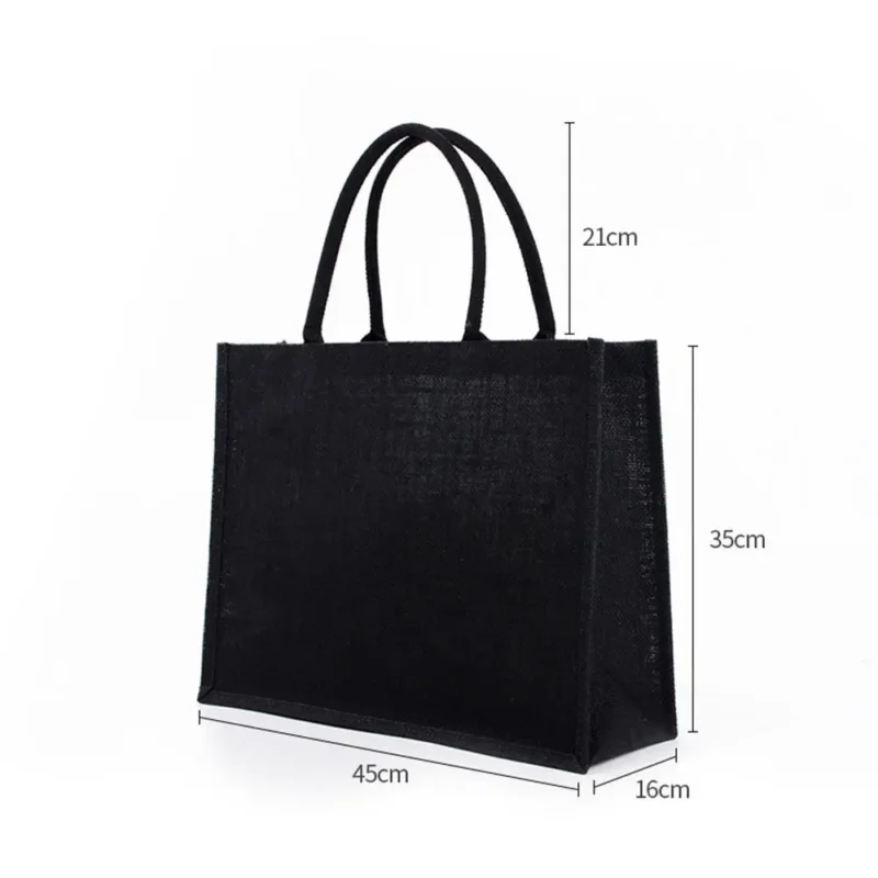 Burlap Tote Bag – Zephyr Bird White & Black Large Capacity - Image 4